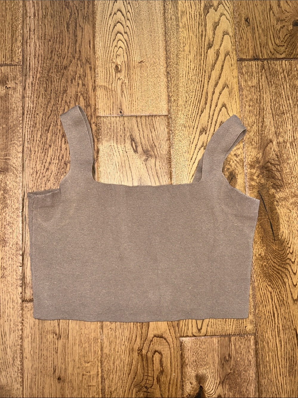 Kittenish Taupe Square-Neck Crop Tank
